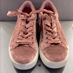 Brash Platform Rose Gold Velvet sneakers
